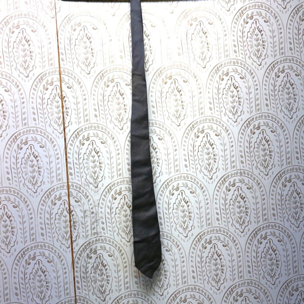 Saks Fifth Avenue Necktie‎ Mens OS Grey Black Silk Micro Check Houndstooth